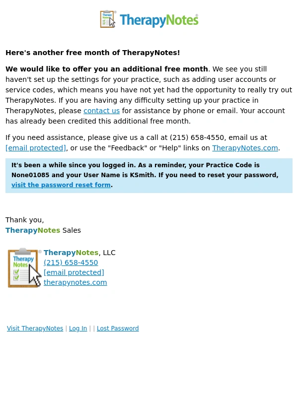 Therapynotes - Here's another free month of TherapyNotes!