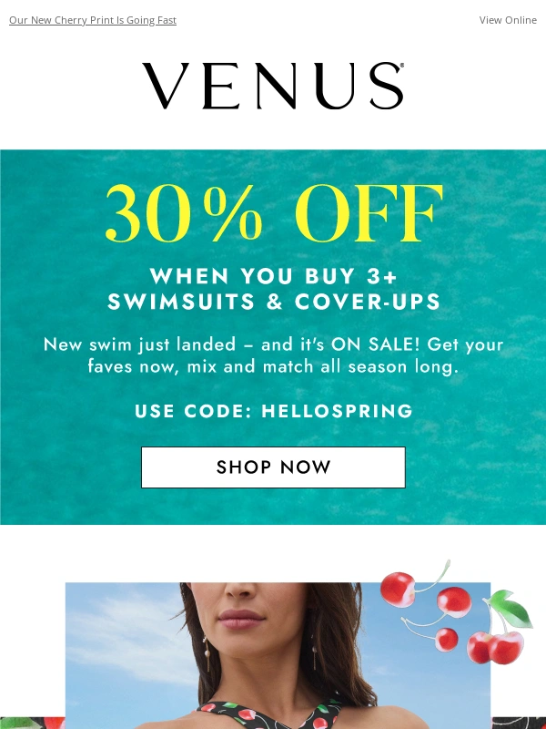 Venus - 30% Off 3+ Swimsuits is *Almost* As Sweet As this Print ?