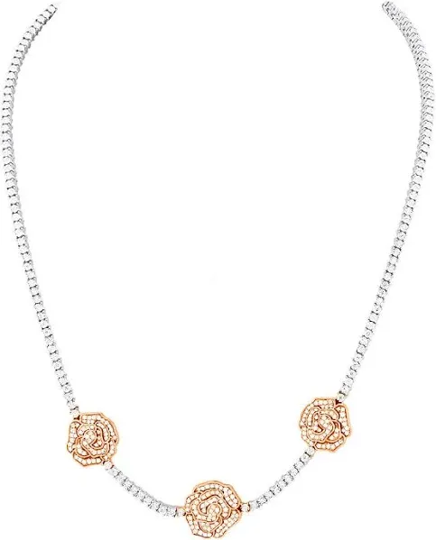 ItsHot Round Cut Diamond Tennis Floral Necklace for Women