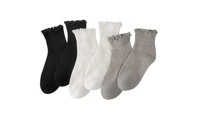 MIHAIR 6 Pairs of Ruffle Socks Women, Ruffle Turn-Cuff Casual Cute Girl Ruffle Socks Breathable Cotton Ruffle Ankle Socks
