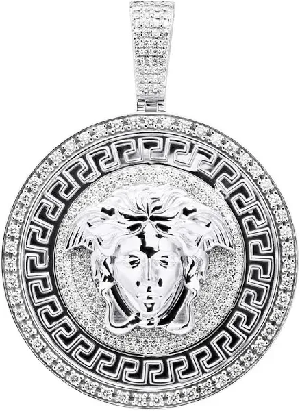 ItsHot Real Diamond Medusa Head Pendant 10K Gold Men's Diamond Medallion 8ct