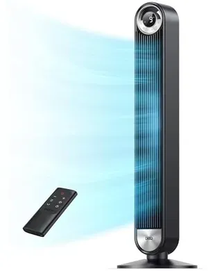 Dreo - Tower Fan, DC 9 Speeds, 90° Oscillating, 12H Timer, Bladeless, for Home Office Room
