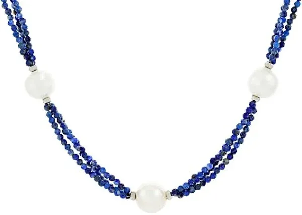 18" Cultured Freshwater Pearl Necklace in Rhodium Over Sterling Silver