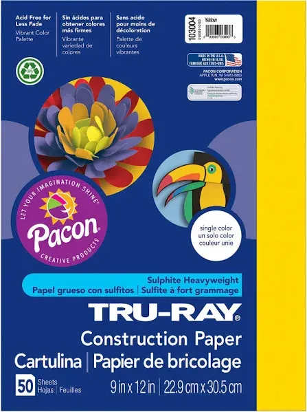 Tru-Ray Construction Paper 9x12 Yellow 50-Pack