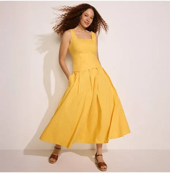 Lands' End Women's Poplin Godet Maxi Skirt