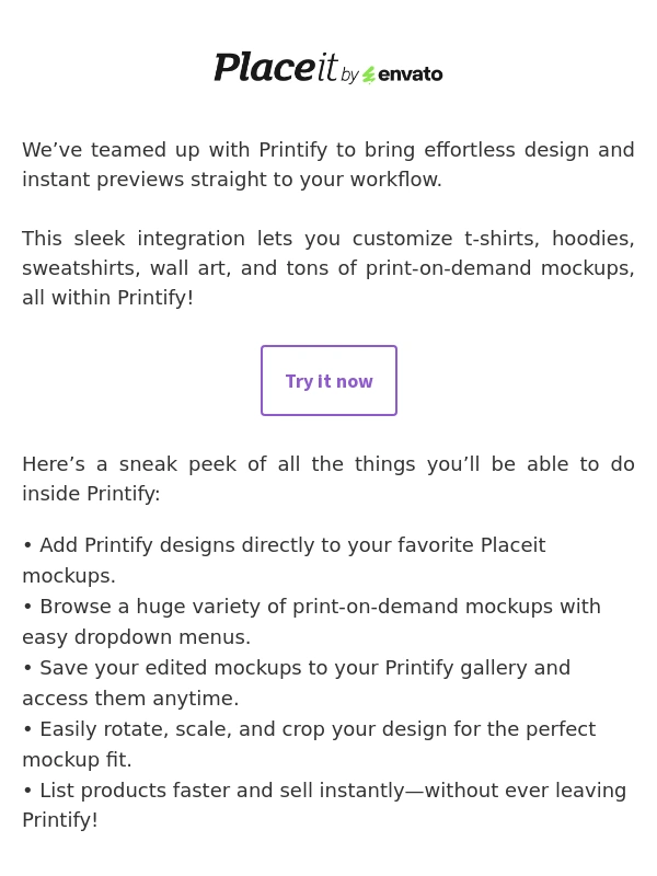 Placeit - Meet the Placeit x Printify integration