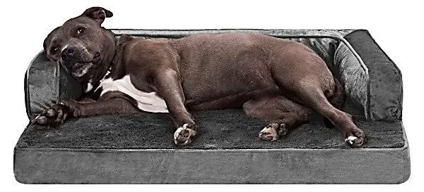 FurHaven Plush & Velvet Comfy Couch Orthopedic Sofa-Style Dog Bed