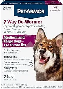 PetArmor - 7 Way De-Wormer, Large Dogs & Puppies (Over 25 lbs), 2 Flavored Chewables
