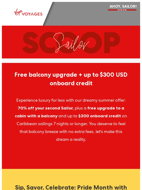Virgin Voyages - You’re on the list— new deals just dropped ✉️
