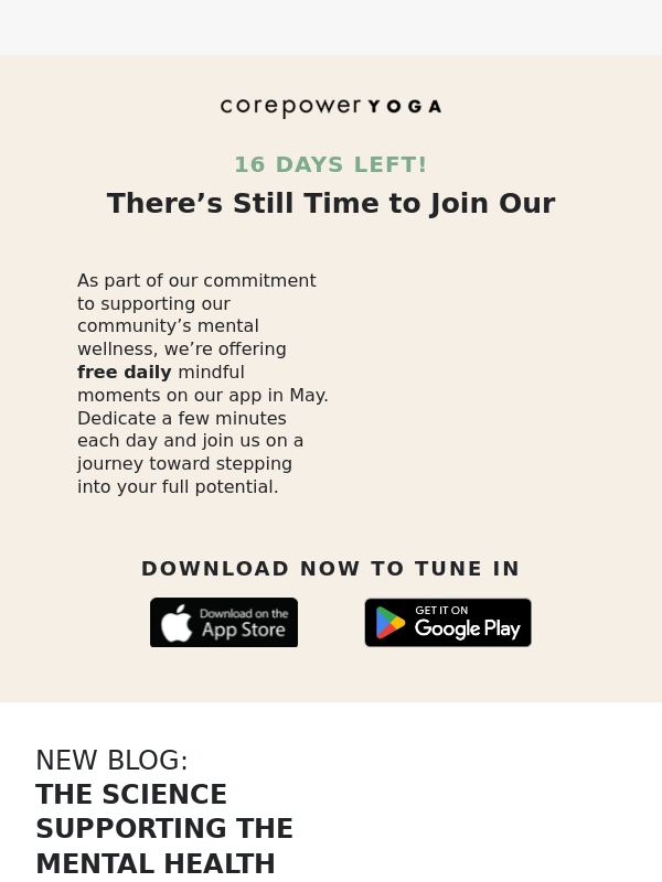 Corepower Yoga - The Mental Health Month Magic Continues ?