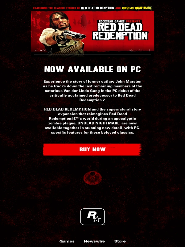 Rockstar Games - Red Dead Redemption and Undead Nightmare Now Available on PC