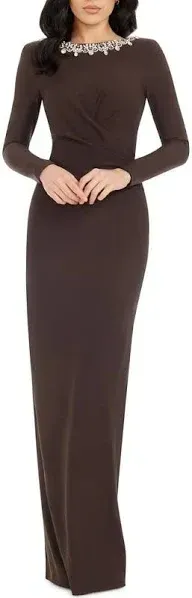 Dress the Population Anne Embellished Long Sleeve Column Gown