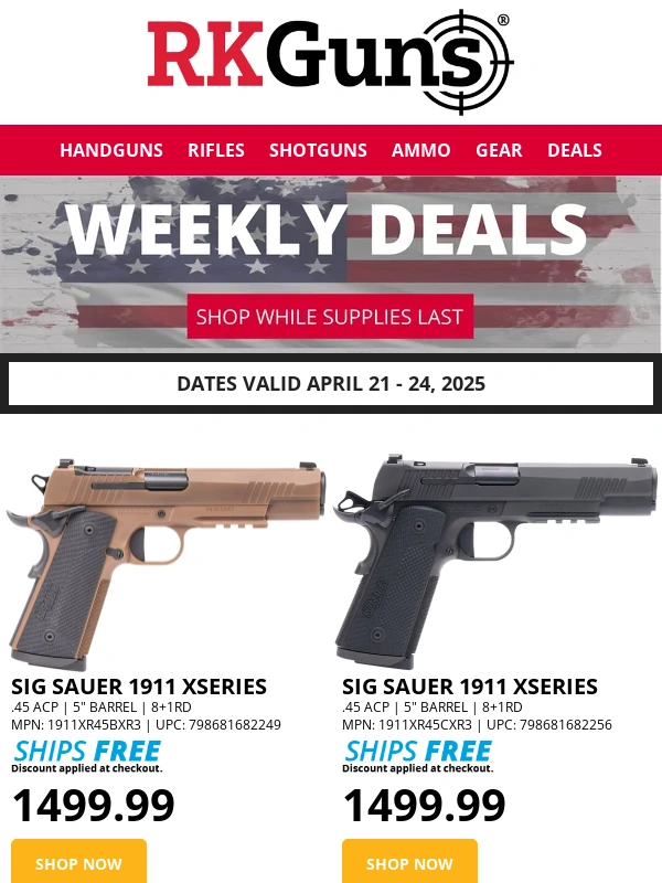 RK Guns - Don't Miss Out on Sig Sauer 1911 Rebate and Smith & Wesson's Seeing Green Rebate!