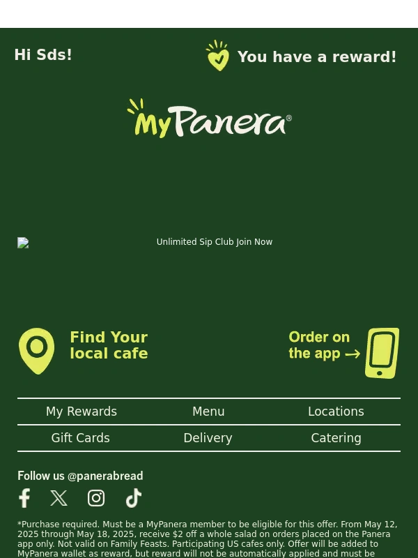 Panera Bread - ? $2 OFF any whole salad! ?