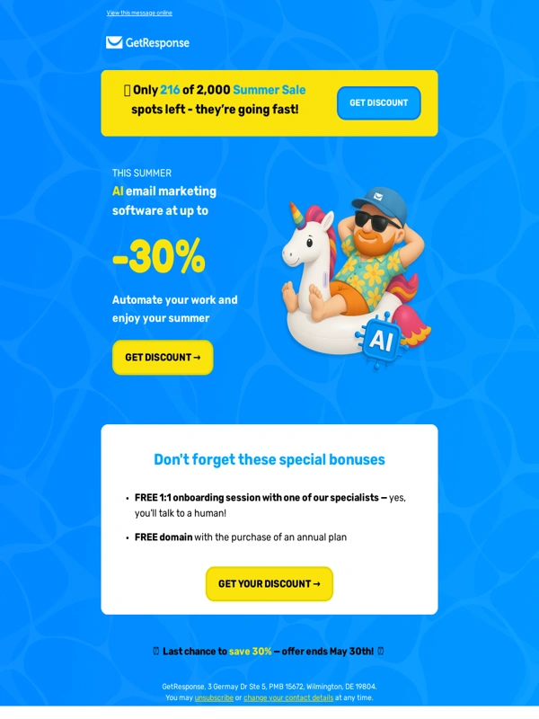 GetResponse - 2 days left: 30% OFF email marketing with AI