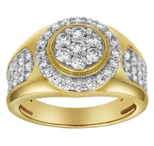 LuvMyJewelry Heavyweight Diamond 14k Yellow Gold Diamond Men Statement Ring