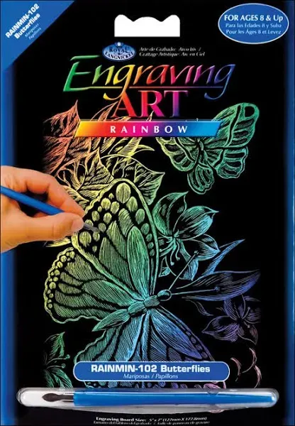 Royal Brush Butterflies Rainbow Foil Engraving Art Mini Kit
