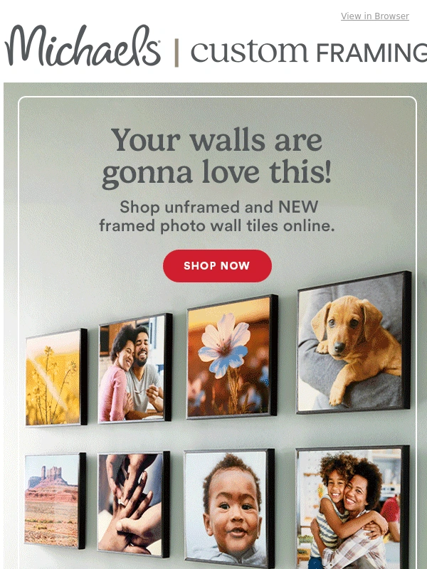 Michaels Custom Framing - BREAKING NEWS: You can now get photo wall tiles online (and score a deal!)