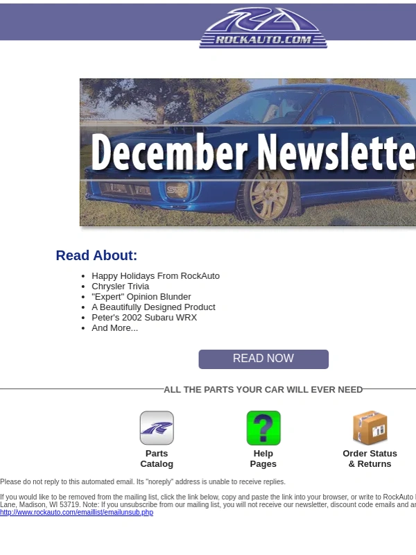 Rock Auto - RockAuto December Newsletter