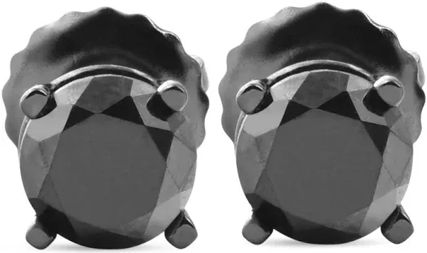 Pompeii3 14K Black Gold Round Black Diamond Stud Earrings