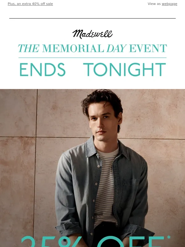 Madewell - ENDS TONIGHT: 25% off the MDW Event