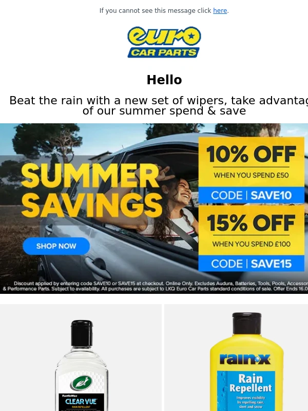 Euro Car Parts - Don't Let Rain Stop You! Wet-Weather Essentials Inside
