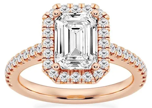 Saks Fifth Avenue Collection 14K Rose Gold Emerald-Cut Lab-Grown Diamond Halo Ring