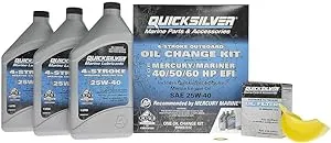 $46.97: Quicksilver 25W-40 Oil Change Kit for 4-Stroke 40hp, 50hp and 60hp Mercury outboards at Amazon