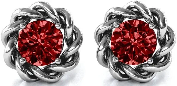 Gold Twisted Stud Solitaire Earrings
