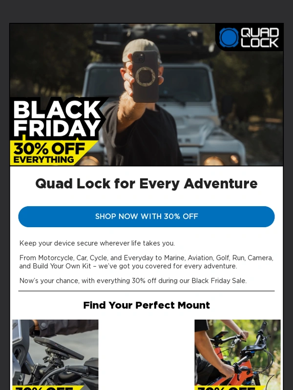 QUADLOCK - Black Friday 30% Off Everything,Secure Mounts for Every Adventure
