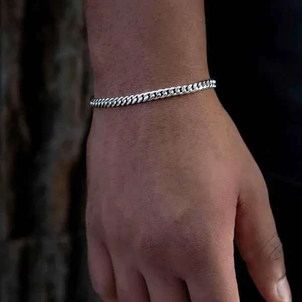GLD 14K White Cuban Link Bracelet