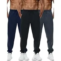 SACUIMAN Men's Sweatpants with Zipper Pockets Joggers for Men Athletic Pants for Gym Workout, Jogging, Running, Traning (3 Pack,M)