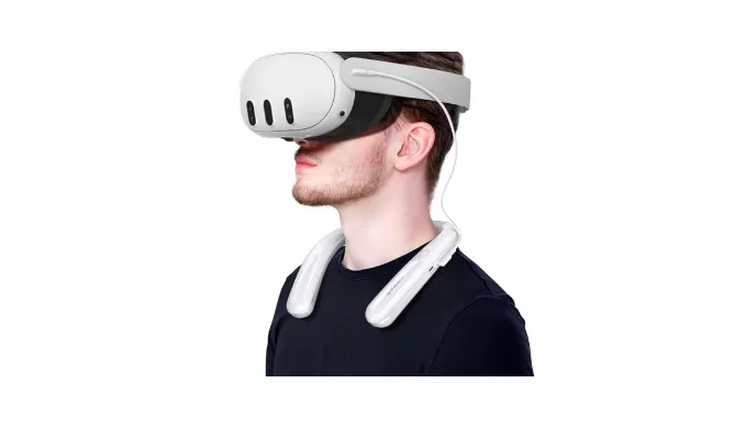 NEWDERY Battery Pack for Meta Quest 3S/3, 10000mAh Hanging Neck Power Bank for Extra 3-5H Playtime, PD Fast Charger for VR Oculus Quest 3S/3/2/1/Pro, Pico 4/4 Pro, HTC Vive, PSVR 2 – White