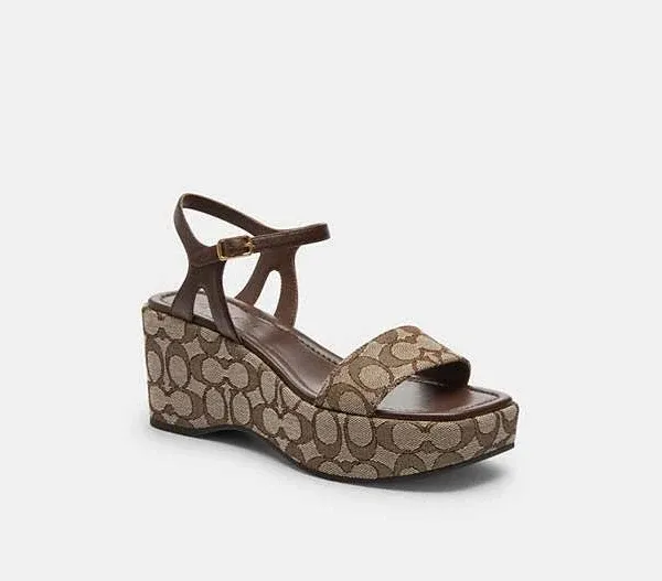 Coach Women's Gale Wedge Sandals in Signature Jacquard