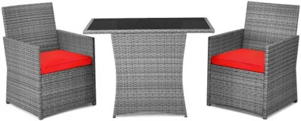 Lowe's 3 -Piece Rattan Patio Conversation Set with Blue Cushions