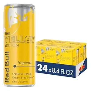 Red Bull Energy Drink Tropical 24 Pack of 8.4 Fl Oz, Yellow Edition (6 Packs of 4)