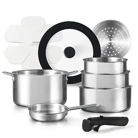 12 Piece Carote Stainless Steel Pots and Pans Set w/ Detachable Handle $40 + Free Shipping