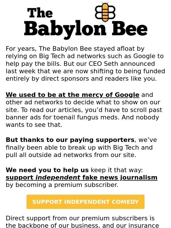 Babylon Bee - ?We’re breaking up with Big Tech for good???
