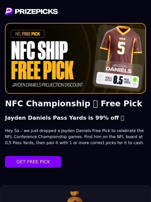 PrizePicks - Free Pick just dropped for the NFC Ship ?