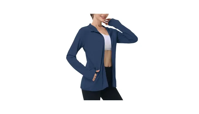 Womens Rash Guard Shirts Rash Guard for Women UPF 50+ SPF UV Protection Hoodies Long Sleeve Workout Tops with Pockets Dry Fit Hiking Shirts My+Orders Placed Recently by Me Dark Blue