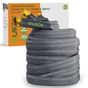 GUKOK 2025 Upgraded 50FT Non-Expanding Garden Hose, Ultra-Light & Flexible Water Hose - Burst-Resistant, Kink-Free, High-Pressu.