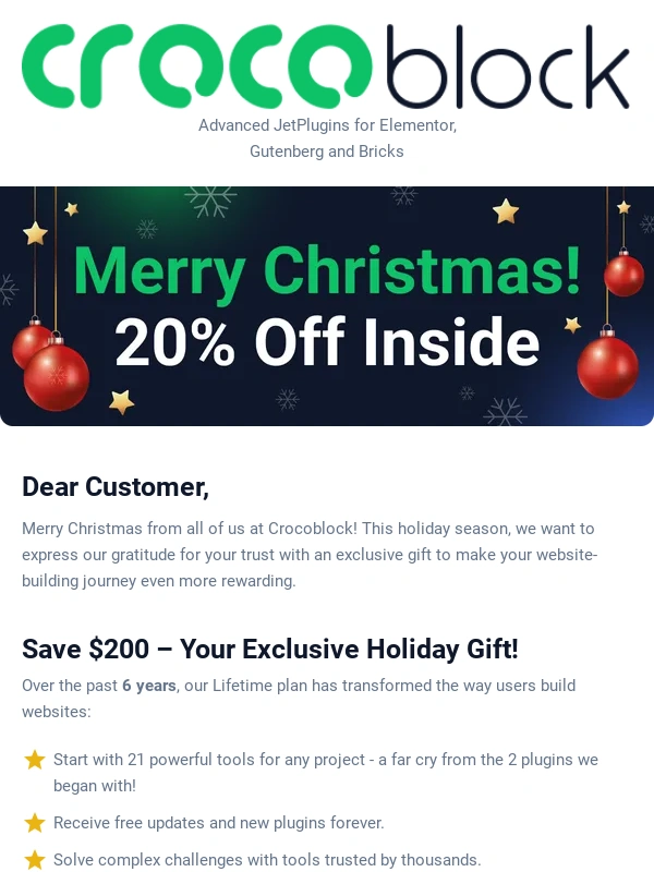 Crocoblock - ? Merry Christmas! Unlock 20% Off Your Lifetime Treasure