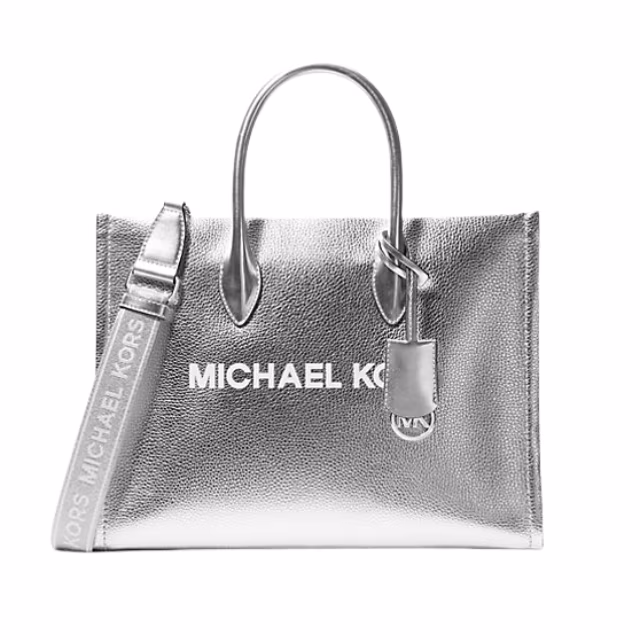 Michael Kors Mirella Medium Metallic Pebbled Leather Tote Bag