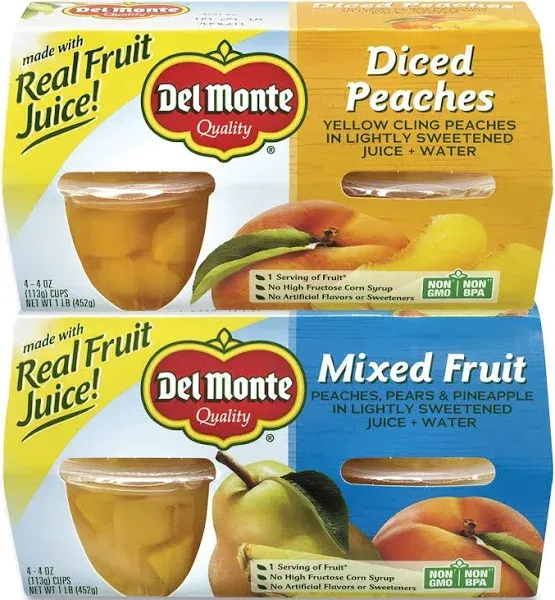 Del Monte Diced Peaches and Mixed Fruit Cups