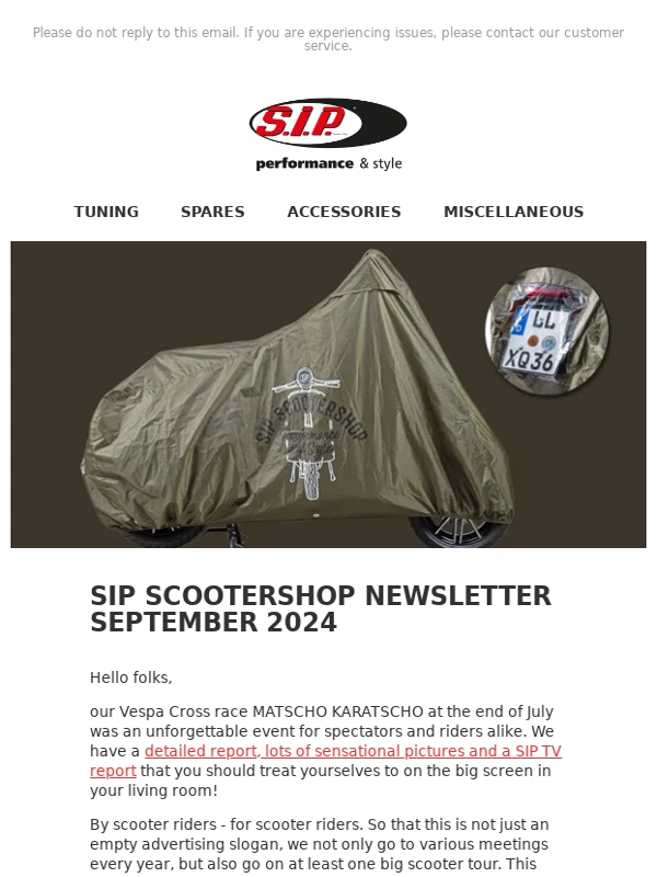 Sip Scootershop - SIP Scootershop Newsletter September 2024
