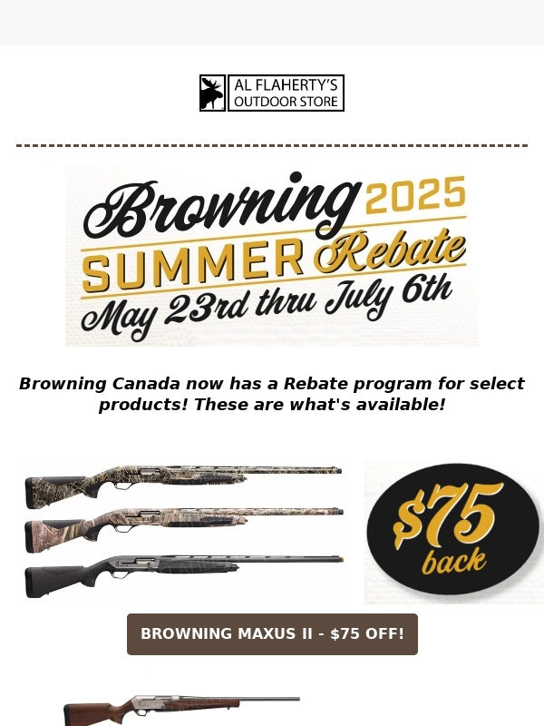 AL Flaherty's - BREAKING NEWS: BROWNING REBATE UNTIL JULY 6!