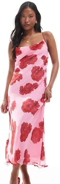 Vero Moda Petite Smilla Cowl Neck Floral Midi Dress