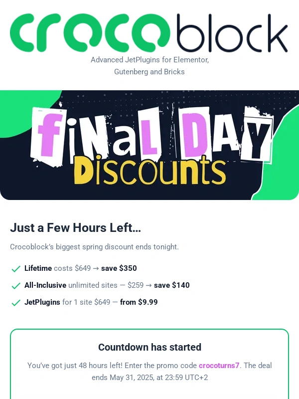 Crocoblock - Ends Tonight 35% Off Everything