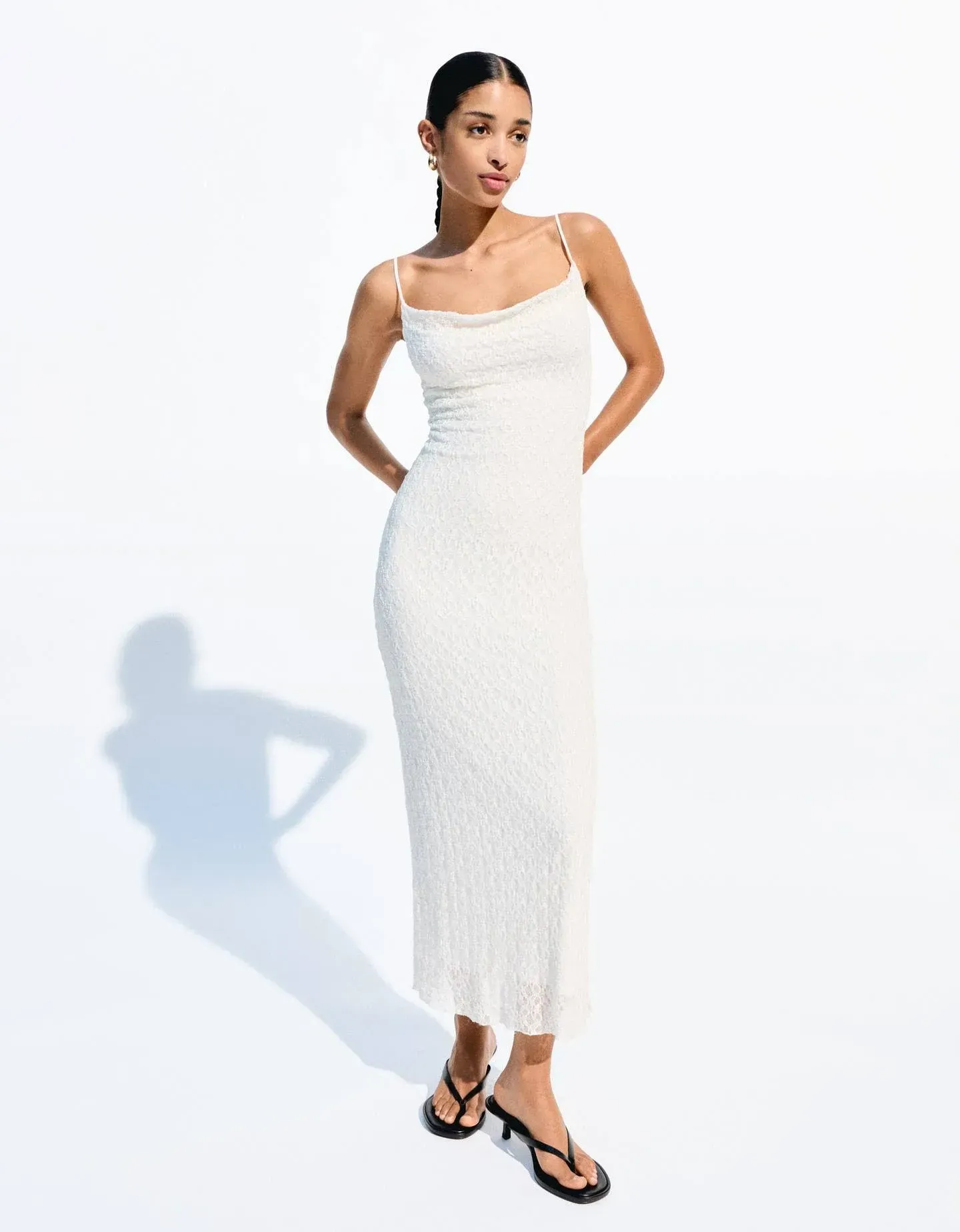 Bershka Women's Lace Midi Dress