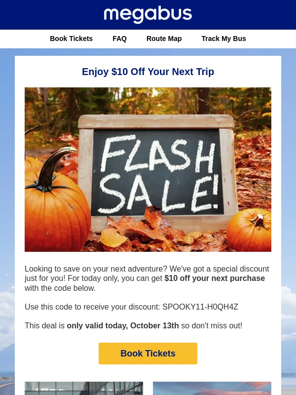 megabus - Hey traveler,here's a special discount just for you